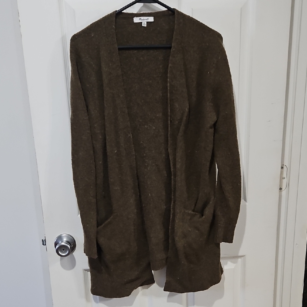 Madewell Women's Olive Open Front Cardigan With Pockets Size Xsmall